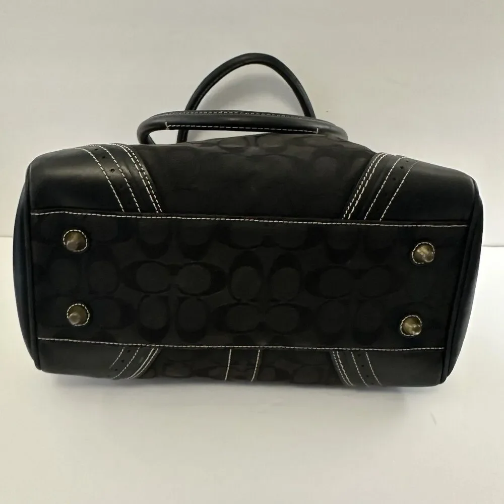 Coach Hampton Signature Carryall Satchel Purse Black Canvas #JG673-10509 - Picture 7 of 14